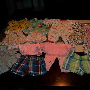 Bundle 11 Baby Girl Clothes sz NB & 3M Sleepers Tops Pants Dresses Shorts & More